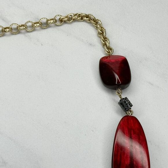 Chico's Chunky Red Burgundy Beaded Statement Necklace ✨ - Picture 4 of 10